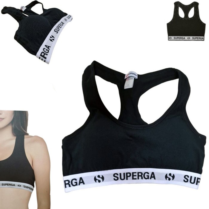 Brassiere donna Superga sportivo con coppe estraibili ed elastico loggato