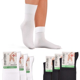 12 Paia Calze donna Meritex Sanitarie corte in caldo cotone con polsino non elastico