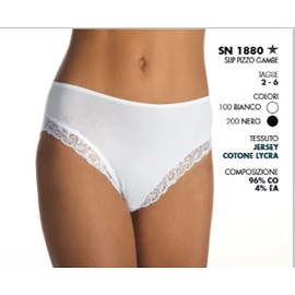 Slip donna Vajolet in cotone elasticizzato con sgambature in pizzo