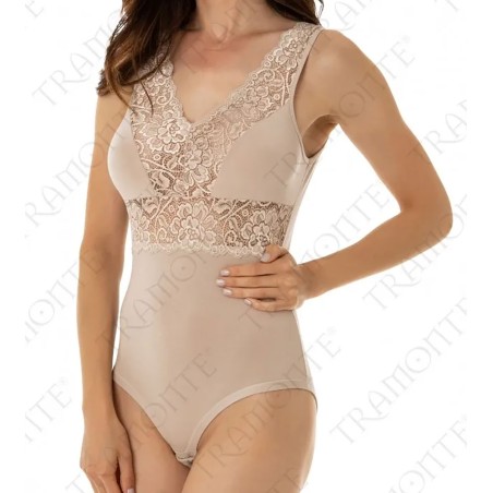 Body donna Tramonte spalla larga in morbido micromodal elasticizzato e pizzo