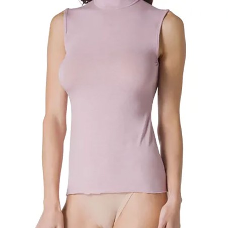 Sottogiacca donna Tramonte smanicato con collo a lupetto in Modal e Cashmere