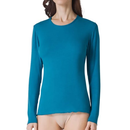 Maglia donna Tramonte manica lunga a girocollo in Modal e Cashmere