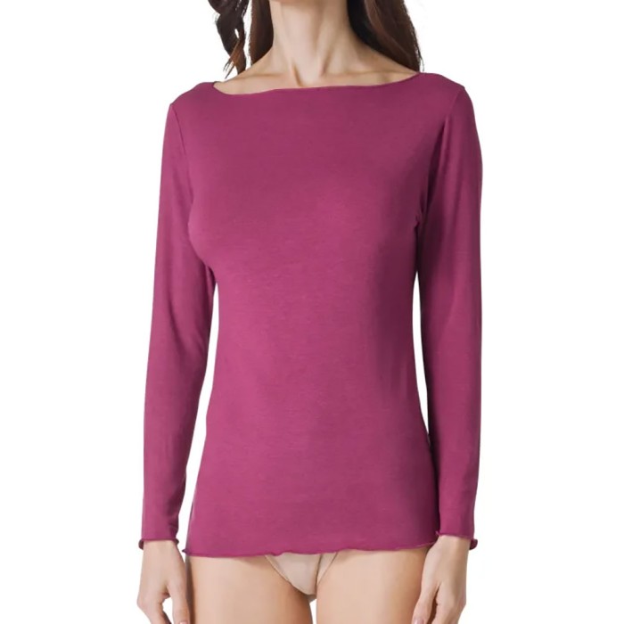 Maglia donna Tramonte manica lunga scollo barchetta in Modal e Cashmere