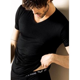 3 T-shirt maglie uomo Armata di Mare manica corta scollo a V in bamboo elasticizzato
