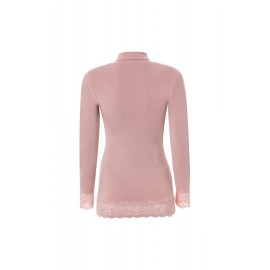 Maglia donna Tramonte manica lunga a lupetto in micromodal con inserti pizzo 2