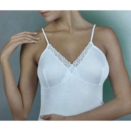 Canottiera donna Gicipi a spalla stretta in puro cotone con forma del seno e pizzo