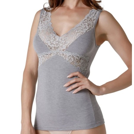 Canottiera donna Tramonte spalla larga in micromodal con inserti in pizzo
