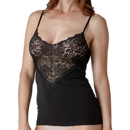 Canottiera donna Tramonte spalla stretta in micromodal con inserto a V in pizzo