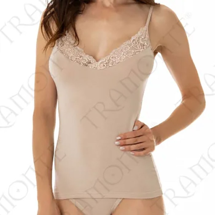 Canottiera donna Tramonte spalla stretta in micromodal con scollo a V in pizzo