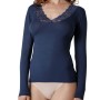 Maglia donna Tramonte manica lunga in micromodal elasticizzato con profilo in pizzo
