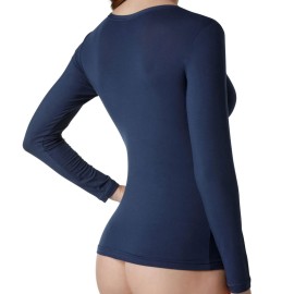 Maglia donna Tramonte manica lunga in micromodal elasticizzato con profilo in pizzo 2