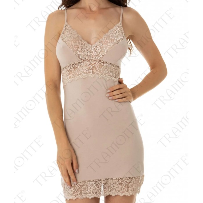 Sottoveste donna Tramonte spalla stretta in micromodal con inserti di pizzo