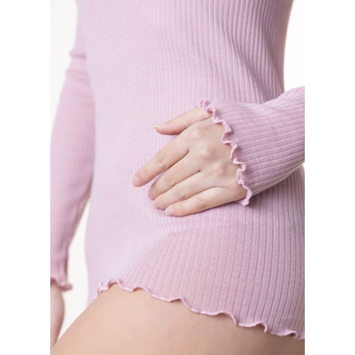 Maglia donna Tramonte manica lunga con collo lupetto in pura lana a costina