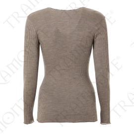 Maglia donna Tramonte manica lunga con scollo ampio in pura lana a costina 2