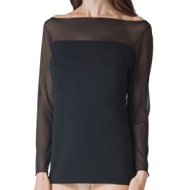 T-shirt maglia donna Tramonte manica lunga in micromodal e tulle
