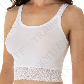 Canottiera donna Tramonte corta a spalla stretta in micromodal con inserto in pizzo