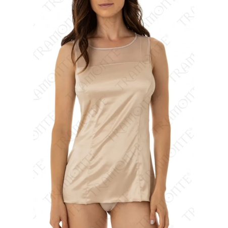 Canottiera Top donna Tramonte smanicata in raso elasticizzato e tulle