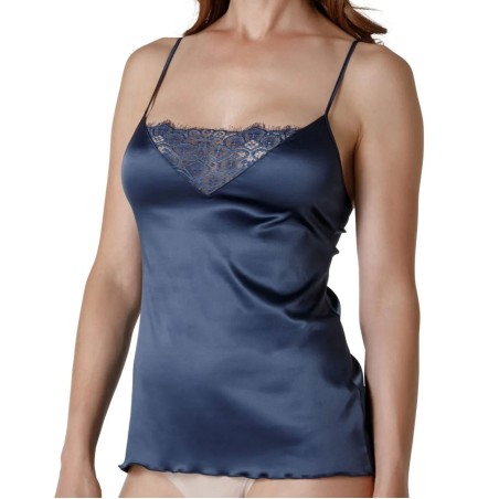 Canottiera Top donna Tramonte spalla stretta in raso elasticizzato con inserto pizzo