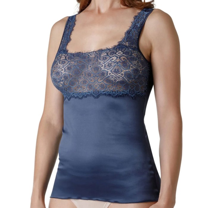 Canottiera Top donna Tramonte spalla larga in raso elasticizzato con inserto pizzo