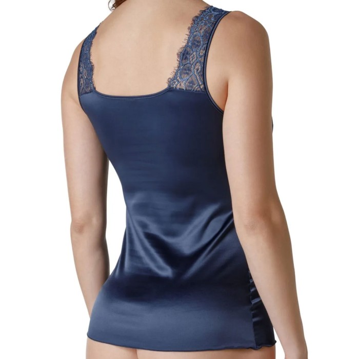 Canottiera Top donna Tramonte spalla larga in raso elasticizzato con inserto pizzo