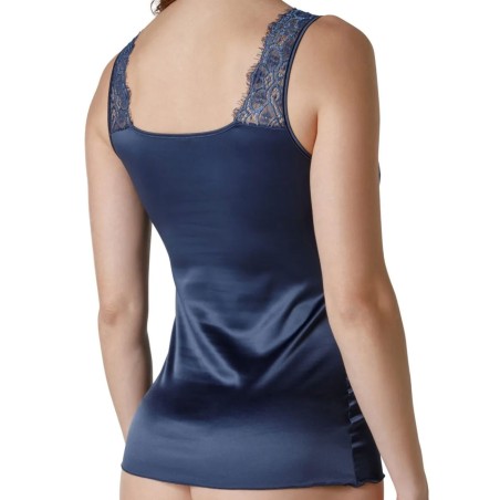Canottiera Top donna Tramonte spalla larga in raso elasticizzato con inserto pizzo