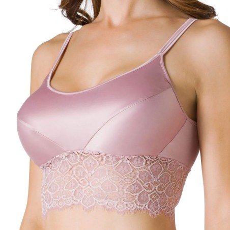 Reggiseno donna Tramonte imbottito in raso elasticizzato con balza di pizzo