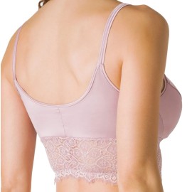 Reggiseno donna Tramonte imbottito in raso elasticizzato con balza di pizzo 2
