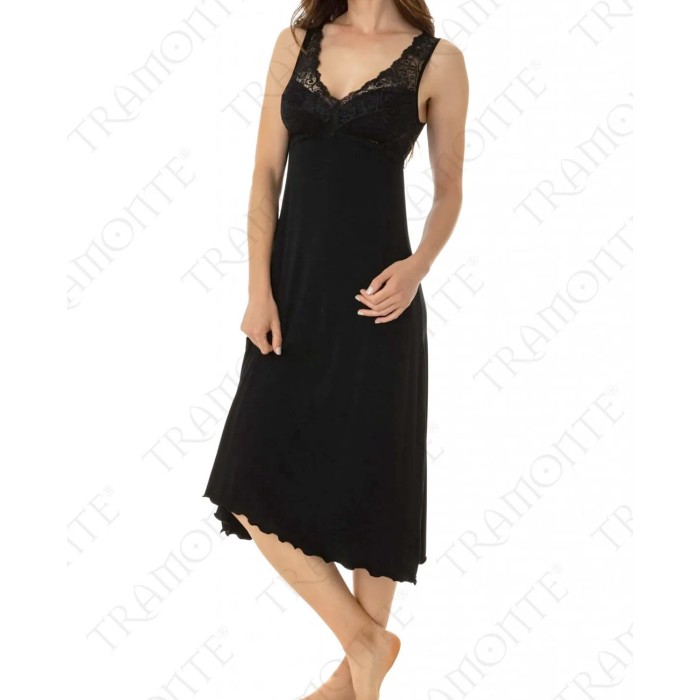 Vestito donna Tramonte lungo in morbida viscosa con inserti in pizzo