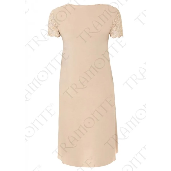 Vestito camiciola donna Tramonte manica corta in morbida viscosa con inserti pizzo