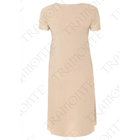 Vestito camiciola donna Tramonte manica corta in morbida viscosa con inserti pizzo