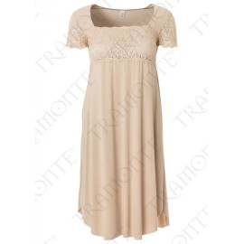 Vestito camiciola donna Tramonte manica corta in morbida viscosa con inserti pizzo 2