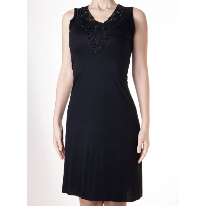 Vestito camiciola donna Tramonte spalla larga in viscosa con inserto in pizzo