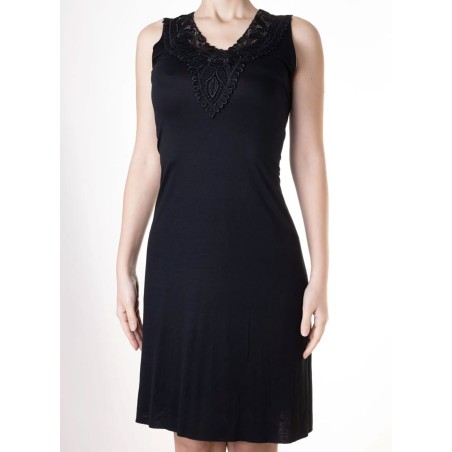 Vestito camiciola donna Tramonte spalla larga in viscosa con inserto in pizzo