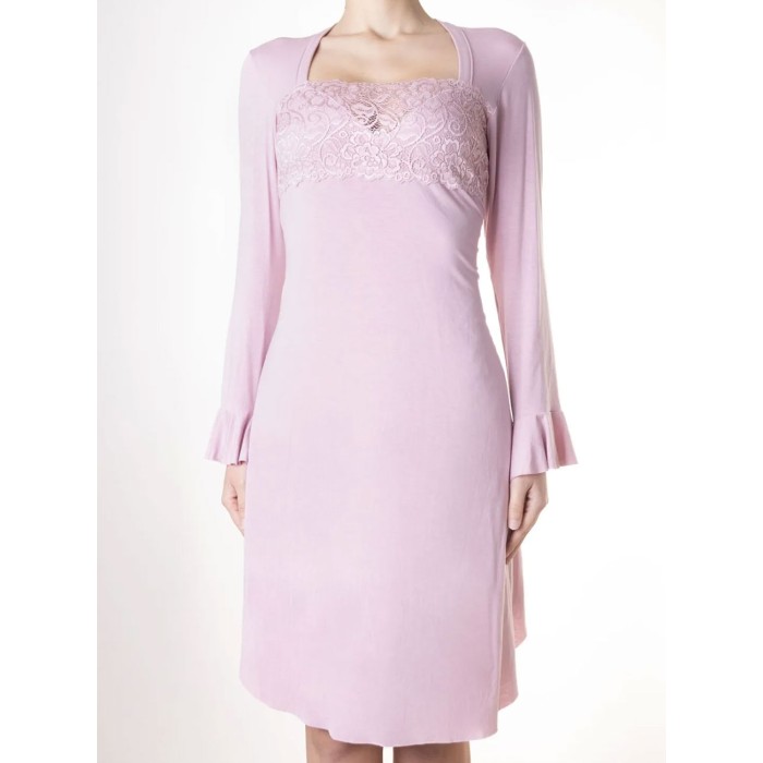 Vestito camiciola donna Tramonte maniche lunghe in viscosa con inserti in pizzo