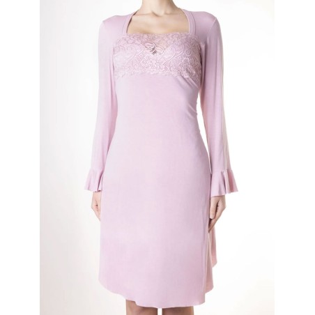 Vestito camiciola donna Tramonte maniche lunghe in viscosa con inserti in pizzo