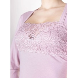 Vestito camiciola donna Tramonte maniche lunghe in viscosa con inserti in pizzo 2