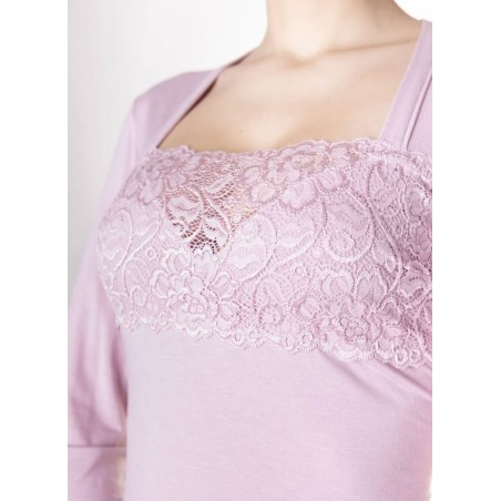 Vestito camiciola donna Tramonte maniche lunghe in viscosa con inserti in pizzo
