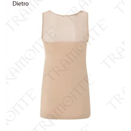 Canottiera donna Tramonte spalla larga in viscosa con inserto in tulle pois 2