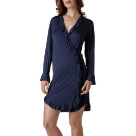 Kimono vestaglia donna Tramonte in morbida viscosa con bordo plissettato