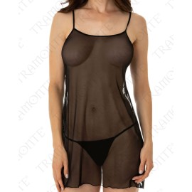 Abitino donna Tramonte spalla stretta in sexy tulle elasticizzato trasparente