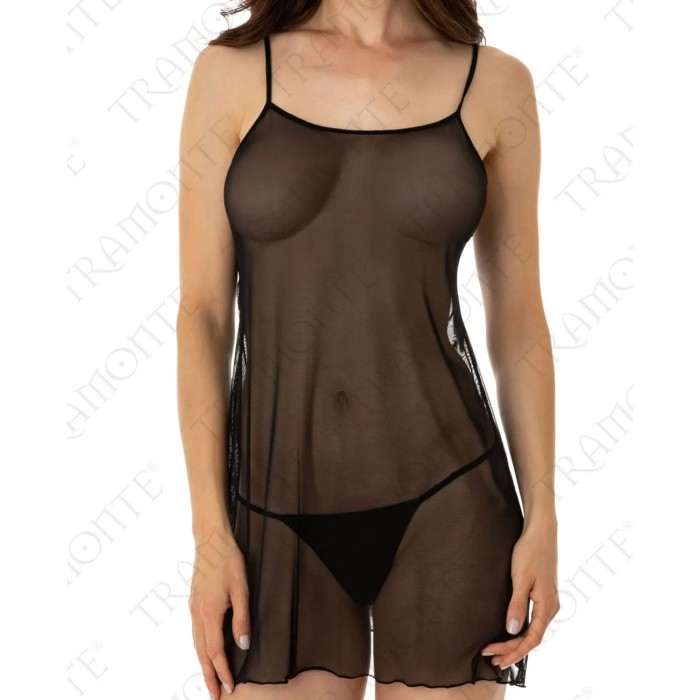 Abitino donna Tramonte spalla stretta in sexy tulle elasticizzato trasparente