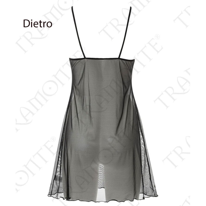 Abitino donna Tramonte spalla stretta in sexy tulle elasticizzato trasparente