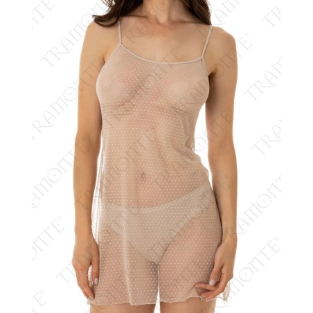 Abitino donna Tramonte spalla stretta in sexy tulle Pois elasticizzato trasparente