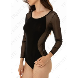 Body donna Tramonte sottogiacca manica lunga in micromodal e inserti di tulle