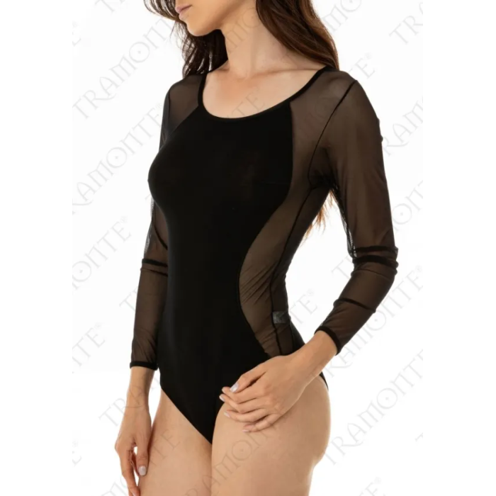 Body donna Tramonte sottogiacca manica lunga in micromodal e inserti di tulle