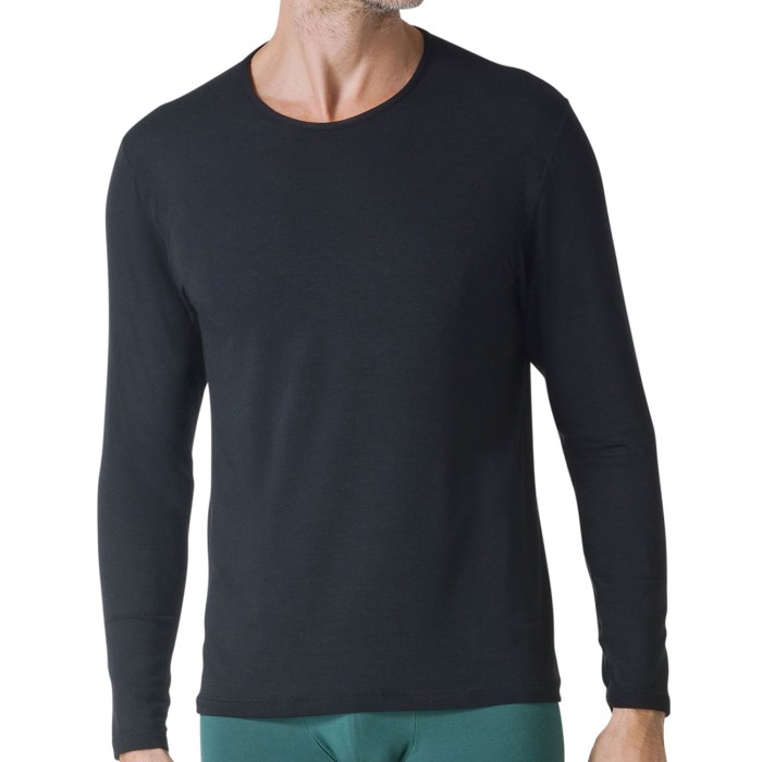 T-shirt uomo Tramonte manica lunga a girocollo in modal e cashmere