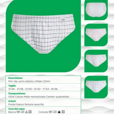 6 Slip uomo Ciellegi in cotone Makò mercerizzato camber quadrettato
