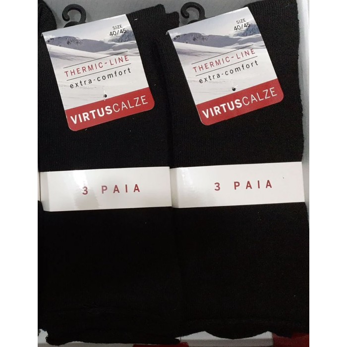 3 Paia di Calze da uomo Virtus corte in caldo tessuto termico con polsino smollato