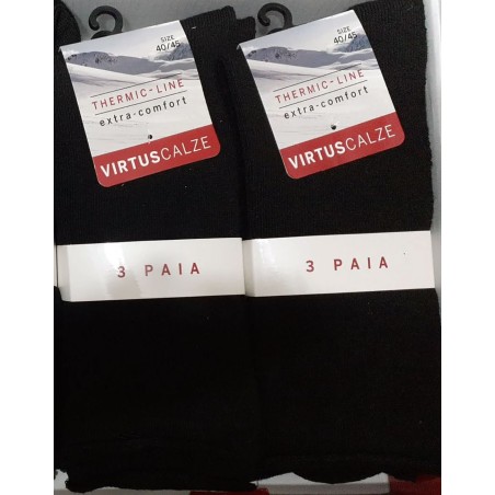 3 Paia di Calze da uomo Virtus corte in caldo tessuto termico con polsino smollato