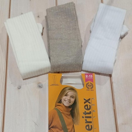 3 Collant bambina Meritex in caldo cotone invernale a costina